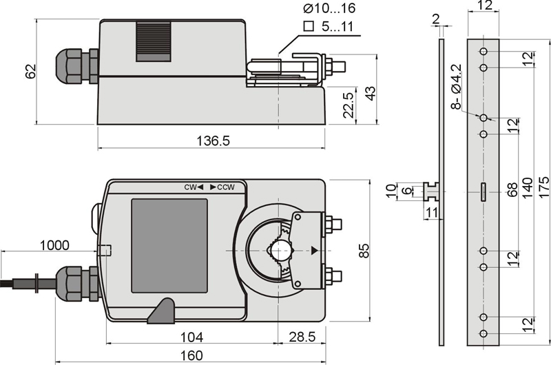 國產執行器6-10Nm 外形尺寸